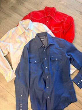3 Western pearl snap button downs
